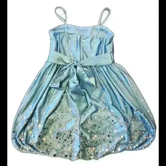 Charming Blue Party Dress with Glitter Accents - Picture 2 of 7